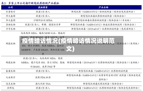 疫情暗访情况(疫情暗访情况说明范文)